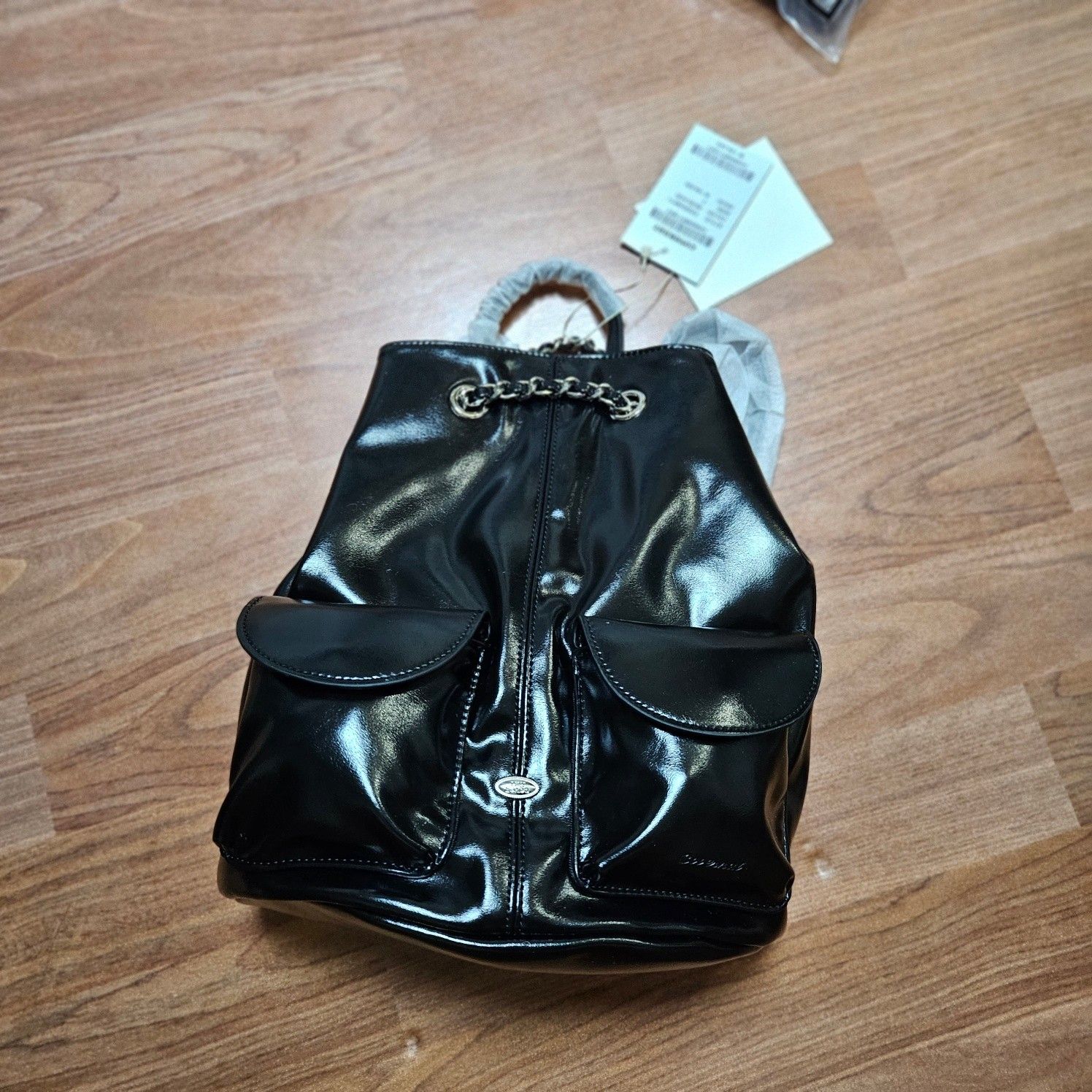 MUSINSA | COVERNAT WOMAN Cloverheart Leather Chain Backpack 