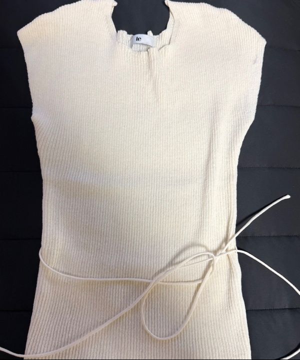 MUSINSA公式 | LE ribbed cap sleeveless knit top (cream)