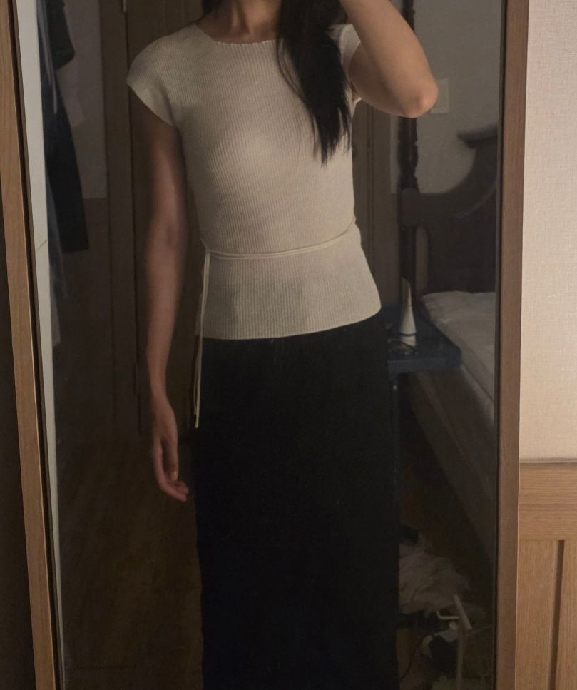 MUSINSA | LE ribbed cap sleeveless knit top (cream)