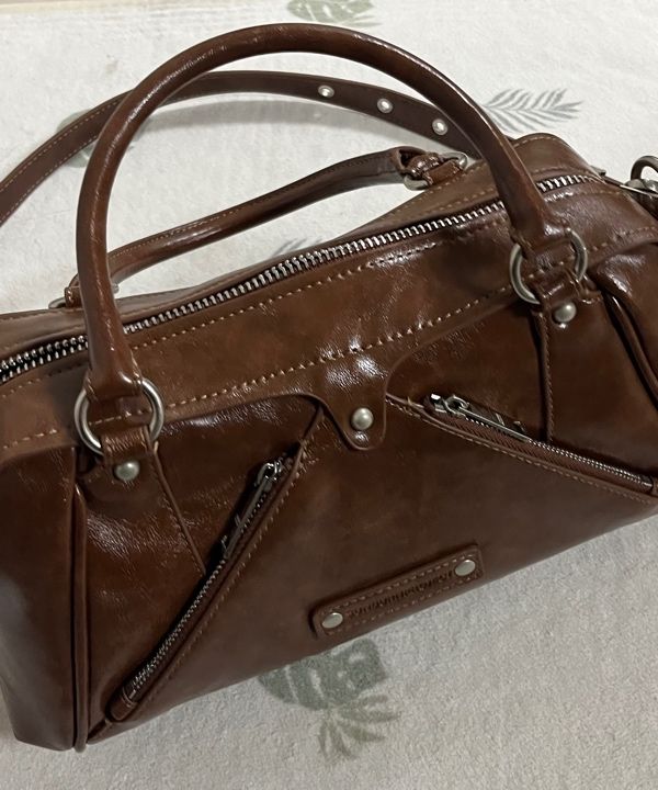 MUSINSA | SUNBURNPROJECT Faux Leather Mini M.O.S Bag, BROWN