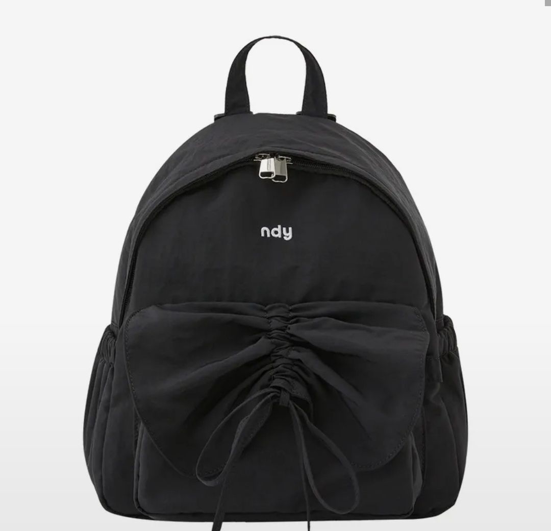 MUSINSA | NDY (nerdy) Ribbon shirring mini backpack black