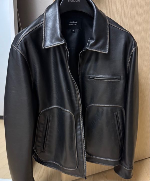 MUSINSA | MUSINSA STANDARD Faded Synthetic Leather Drizzler Jacket