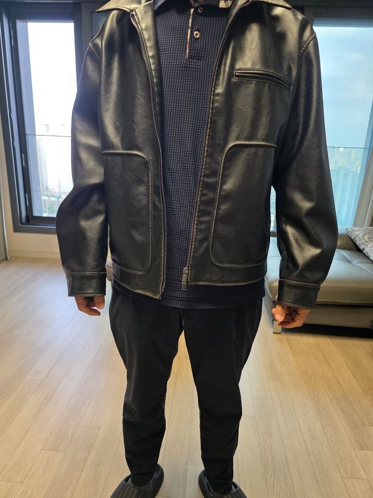 MUSINSA | MUSINSA STANDARD Faded Synthetic Leather Drizzler Jacket