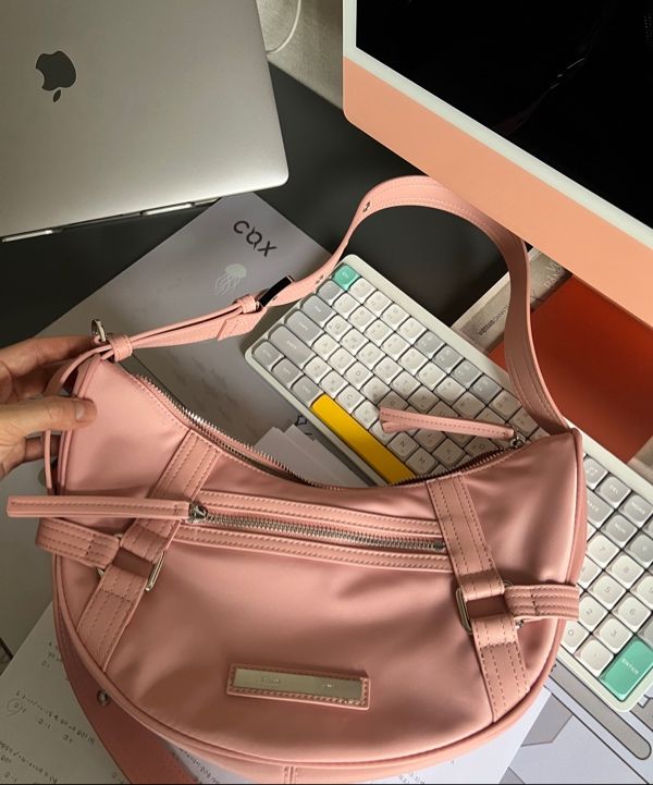 MUSINSA | MATIN KIM FABRIC ARC HOBO BAG IN LIGHT PINK