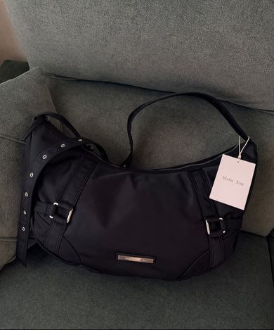 MUSINSA公式 | MATIN KIM FABRIC MOONLINE BIG HOBO BAG IN BLACK