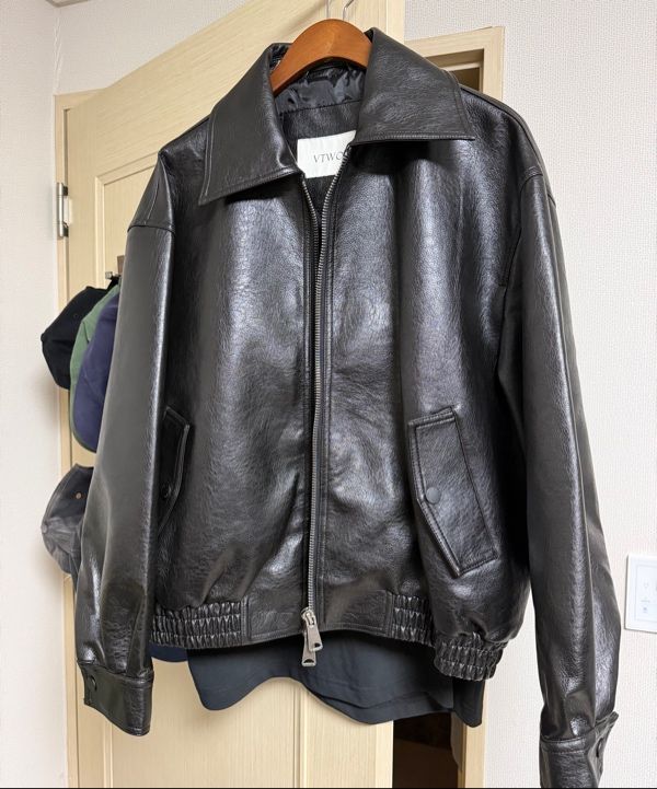 MUSINSA | VTWO 8272 Washed Leather Single Jacket (BLACK)