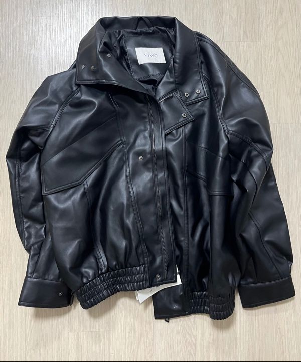 MUSINSA | VTWO 8276 Oversized Leather Jacket (BLACK)