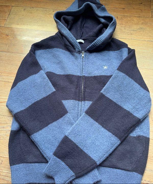 MUSINSA公式 | THE COLDEST MOMENT TCM stripe knit hooded zip-up