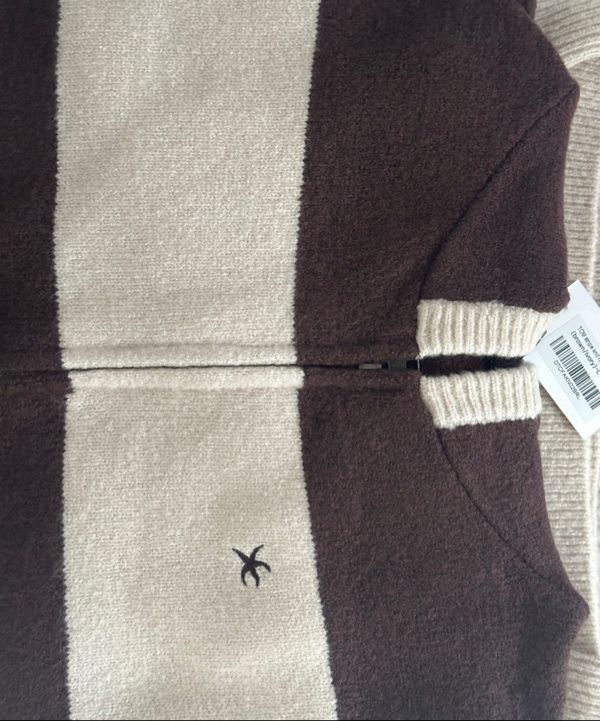 MUSINSA | THE COLDEST MOMENT TCM stripe knit hooded zip-up (brown