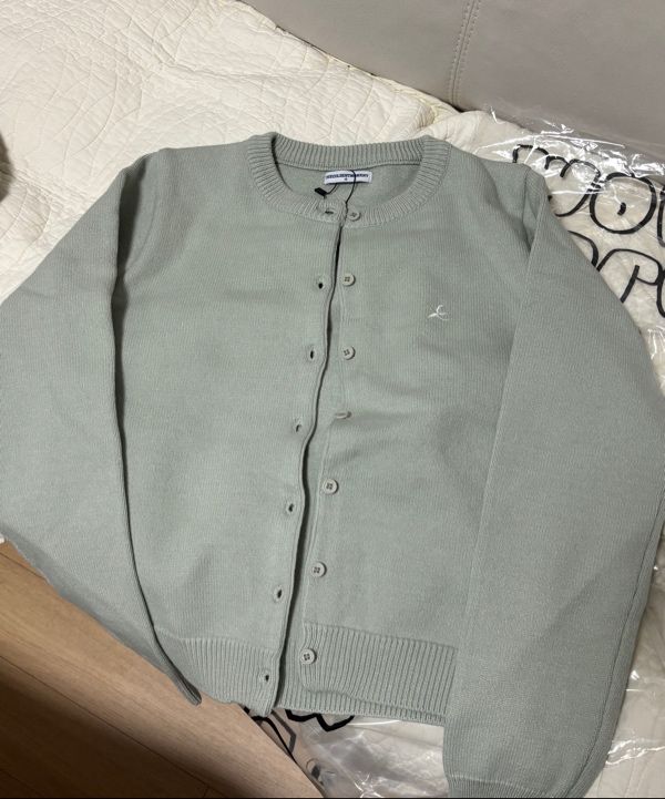 THE COLDEST MOMENT ムシンサ カーディガン MUSINSA | THE COLDEST MOMENT TCM mini logo knit cardigan (grey)