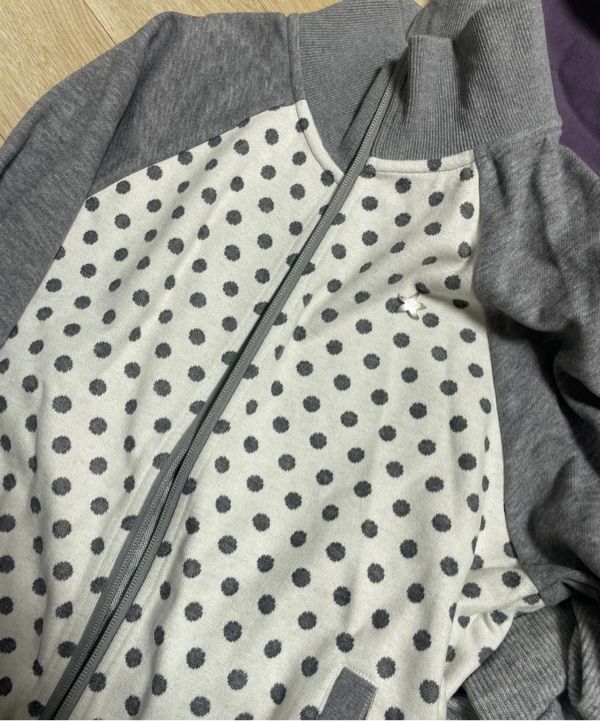 MUSINSA公式 | THE COLDEST MOMENT TCM dot raglan zip-up (beige/grey)