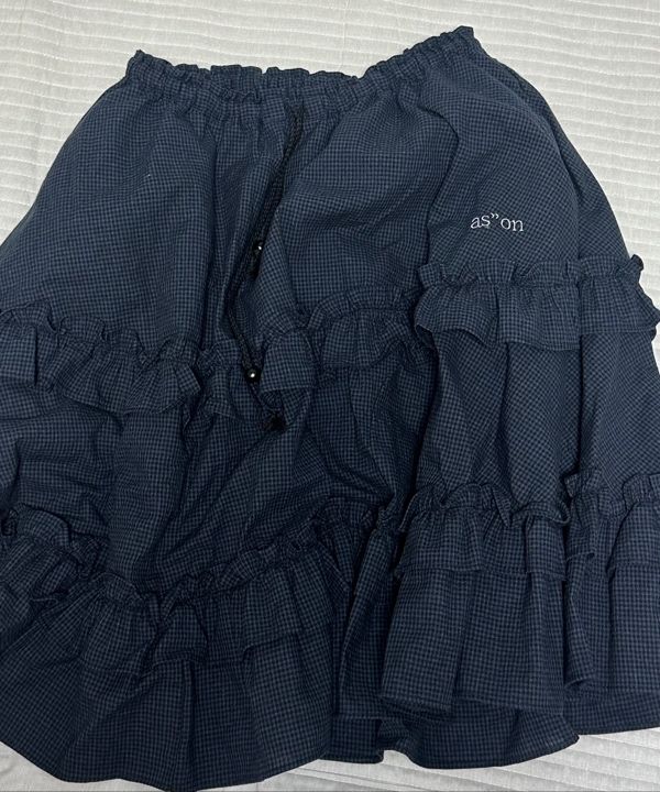 MUSINSA | ASON CHECK KANGKANG MIDI SKIRT / NAVY