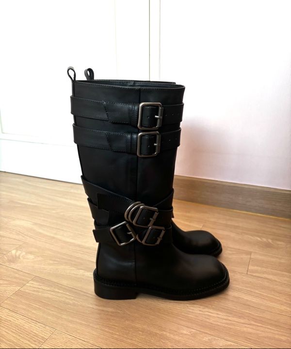 MUSINSA | ADSB ANDERSSON BELL LAYERED STRAP BOOTS aaa483w(BLACK)