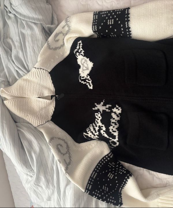 MUSINSA | ILLIGO Angeling Cowichan Knit Zip-Up Black