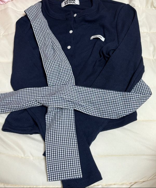 MUSINSA公式 | CRANK リボンタイドニットカーディガン_ネイビー