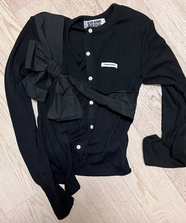 トップス CRANK Ribbon Tide Knit Cardigan MUSINSA | CRANK Ribbon Tide Knit Cardigan_Navy