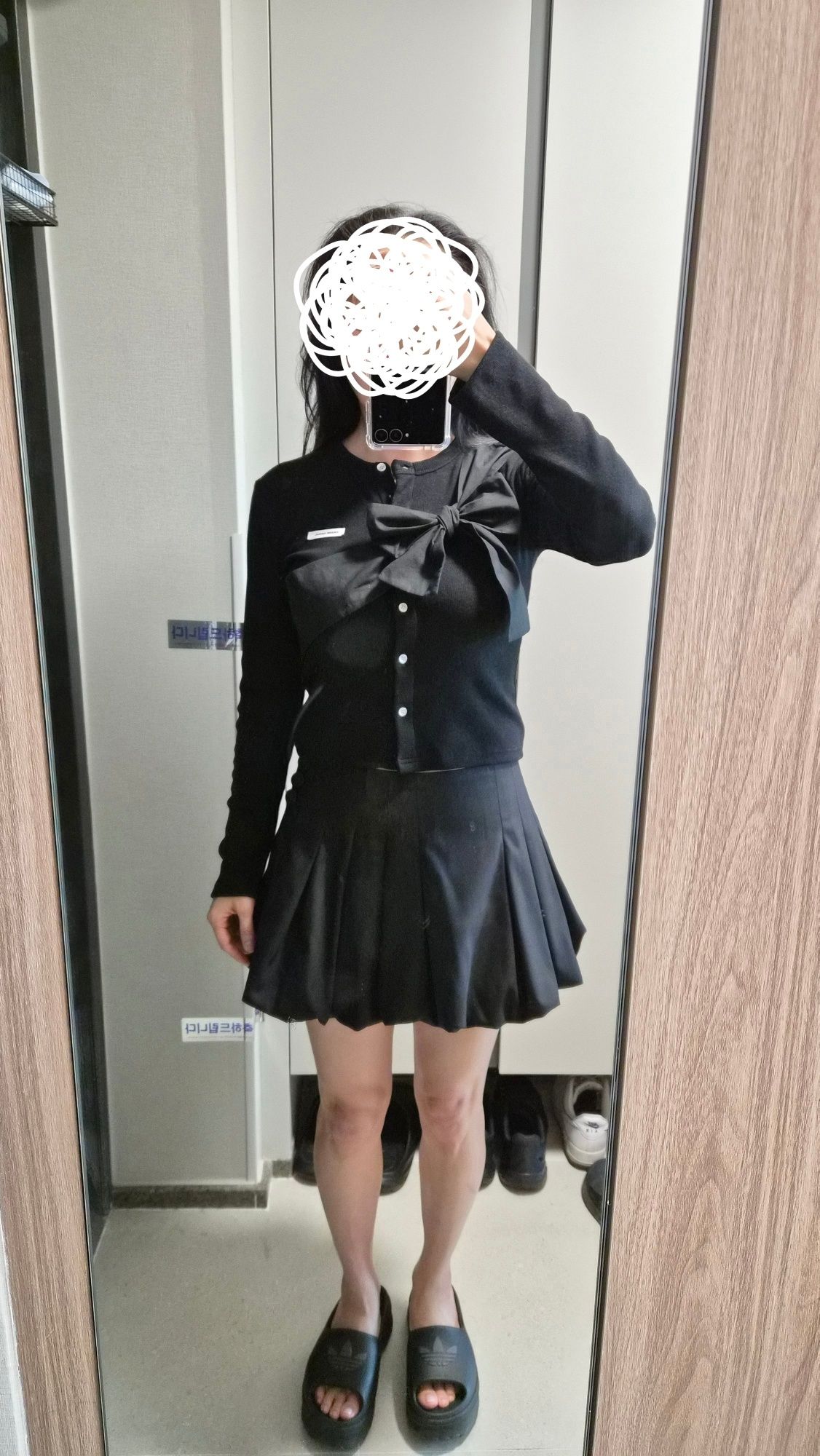 MUSINSA公式 | CRANK Ribbon Tide Knit Cardigan_Black