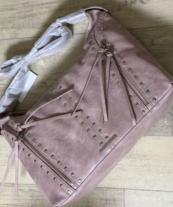 MUSINSA | ILLIGO Leaf Eyelet Big Shoulder Bag Pink