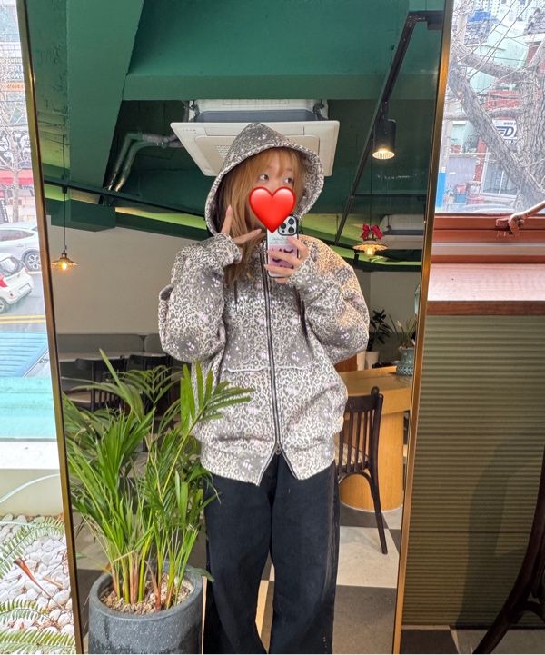 MUSINSA | YOUHEE LEOPARD HOOD ZIP-UP BROWN