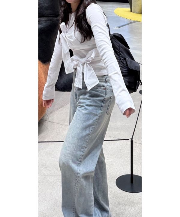 MUSINSA公式 | CRANK ダブルリボンタイトトップ_ホワイト