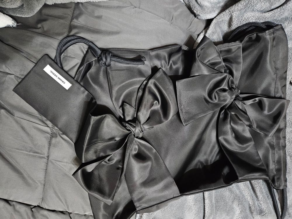 CRANK Double Ribbon Tide Top 黒⭐︎美品　即日発送可能 MUSINSA公式 | CRANK ダブルリボンタイドストリングバッグ_ブラック