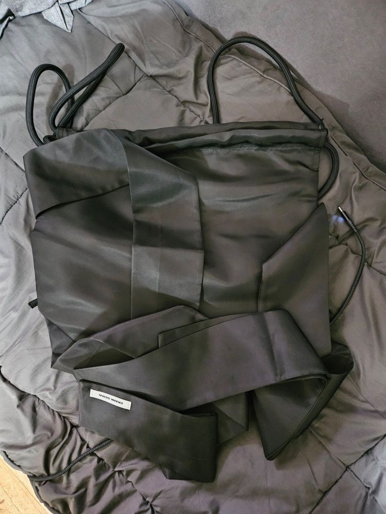 MUSINSA公式 | CRANK ダブルリボンタイドストリングバッグ_ブラック