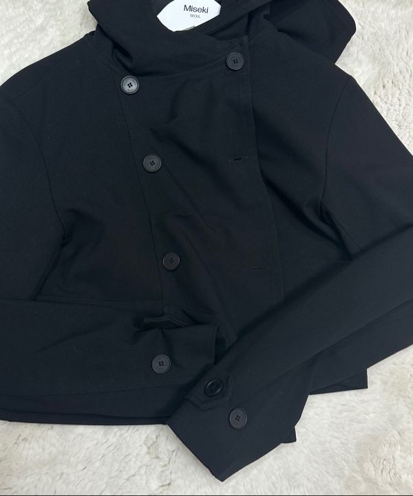MUSINSA | MISEKI SEOUL Cowl neck button Jacket BLACK
