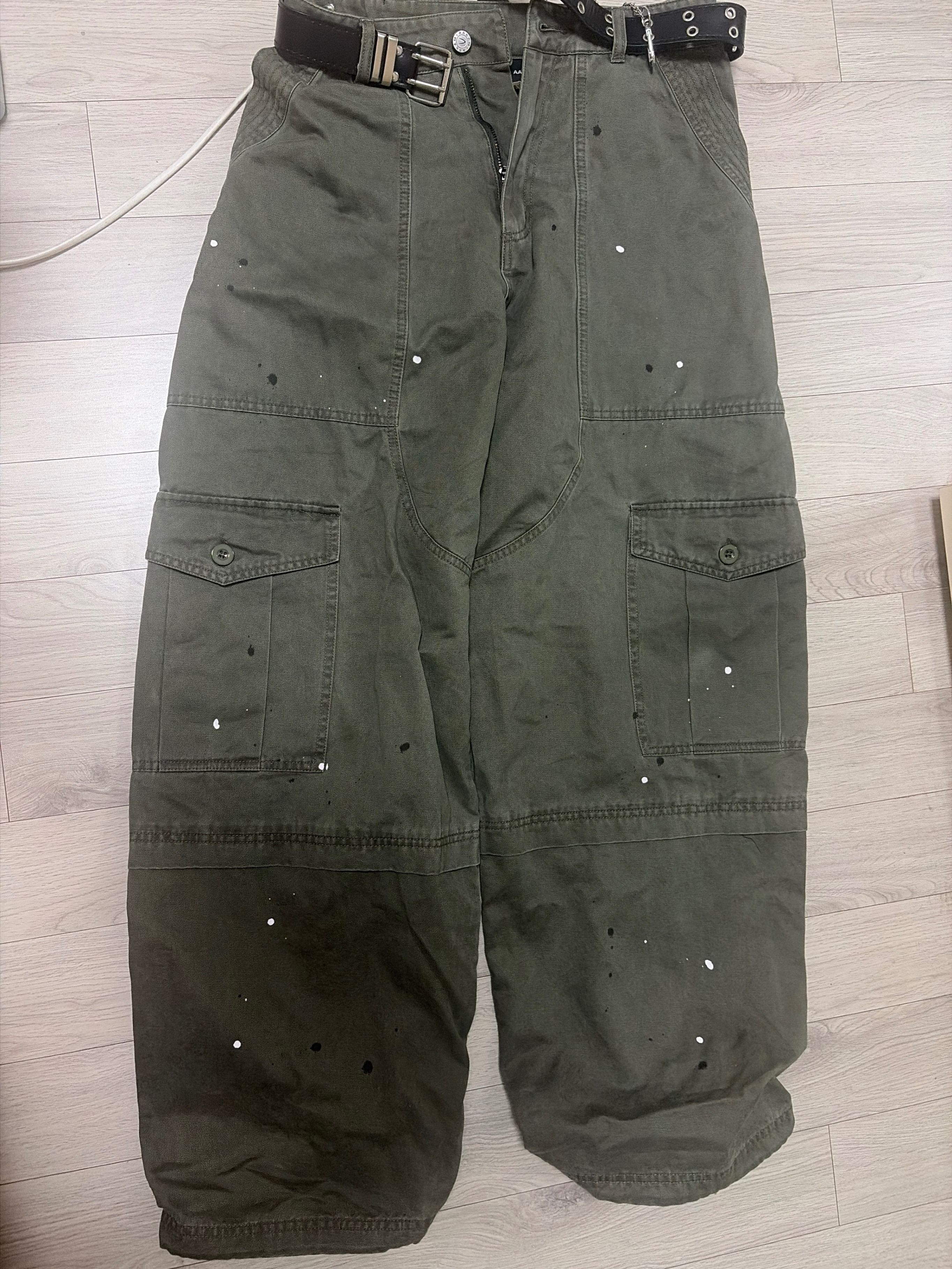 MUSINSA公式 | AAKAM Painted Military Cargo Pants (Khaki)