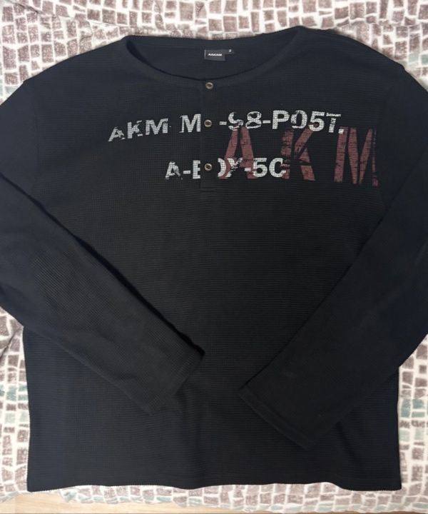 MUSINSA公式 | AAKAM Waffle Henry Neck Long Sleeve (Black)