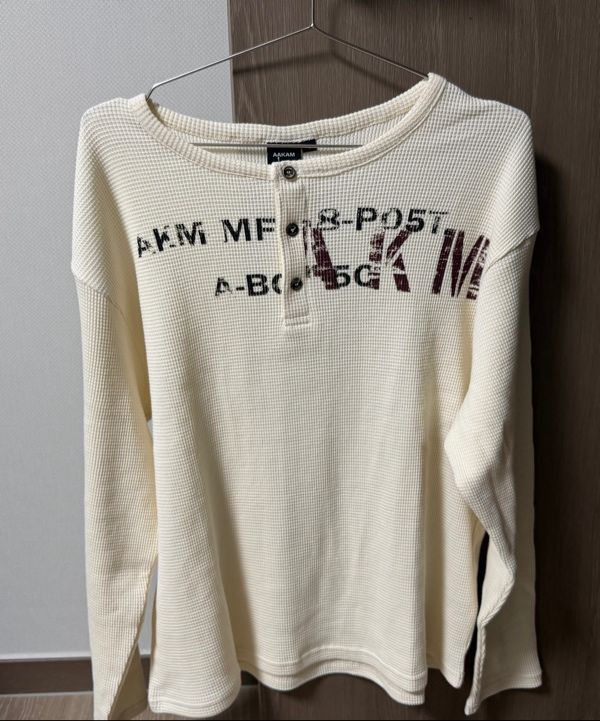 MUSINSA | AAKAM Waffle Henry Neck Long Sleeve (Ivory)