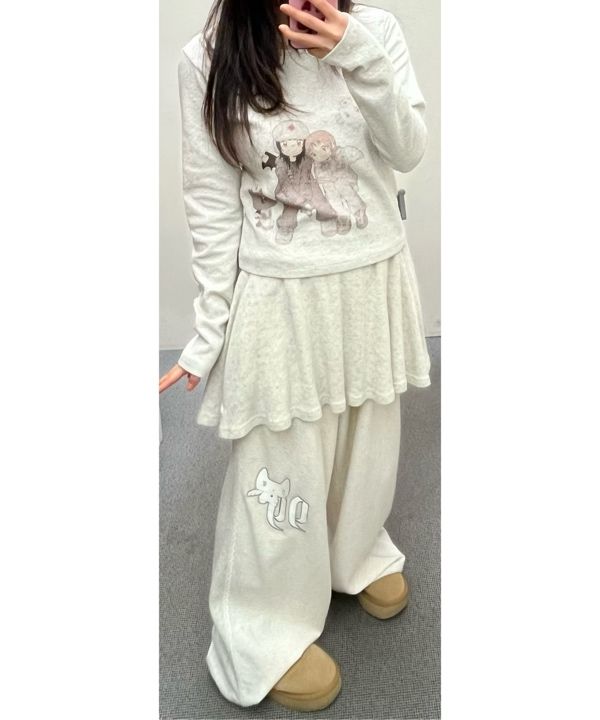 MUSINSA公式 | HUG YOUR SKIN パッチスカートレイヤードジョガーパンツ