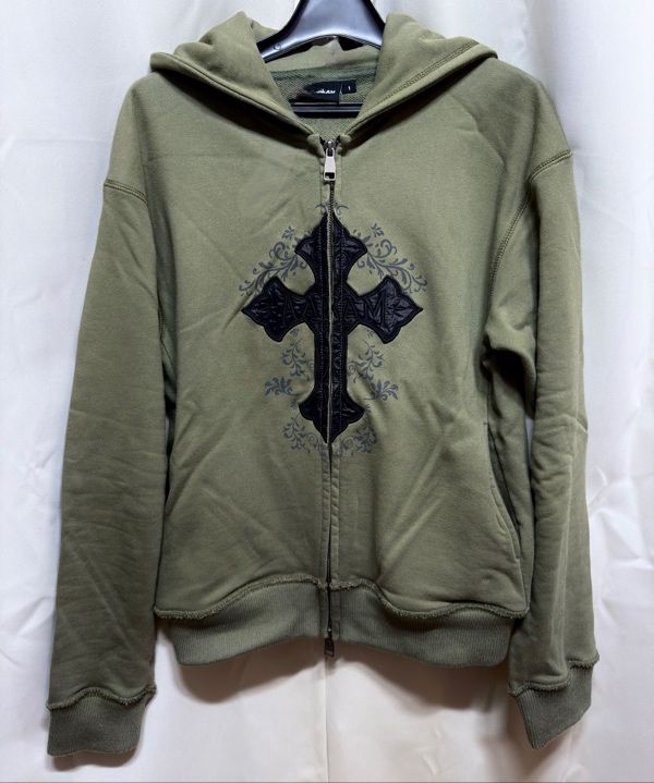 MUSINSA公式 | AAKAM AKM CROS2 Zip-Up Hoodie (Khaki)
