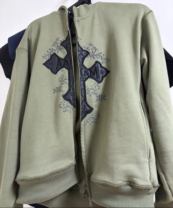 MUSINSA | AAKAM AKM CROS2 Zip-Up Hoodie (Khaki)