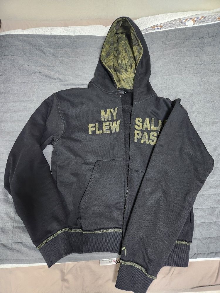 MUSINSA公式 | AAKAM Contrast Patch Zip-Up Hoodie (Black)