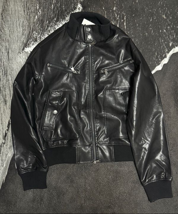 MUSINSA公式 | AAKAM High-Neck Leather Jacket (Black)