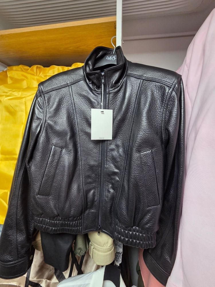 MUSINSA | LMOOD Saint Lambskin Leather Bomber Jacket Black