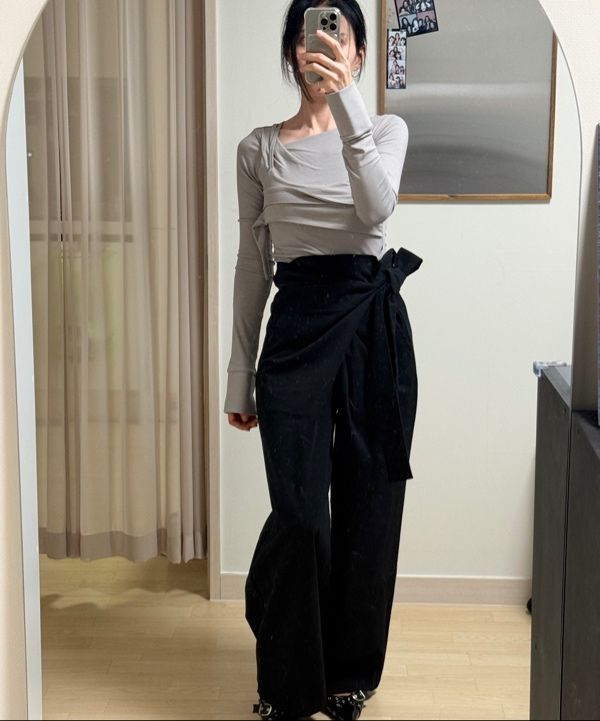 MUSINSA | FLAREUP Layered Wrap Trousers (FL-255_Black)
