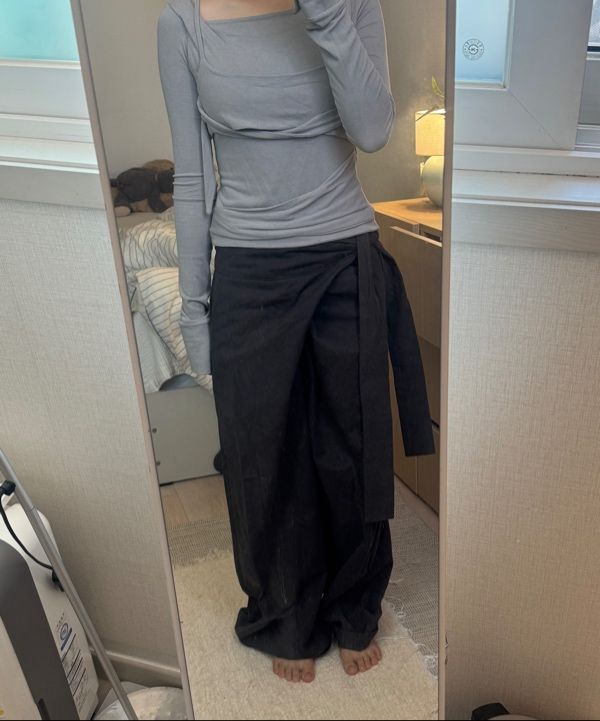 MUSINSA公式 | FLAREUP Layered Wrap Trousers (FL-255_Charcoal)