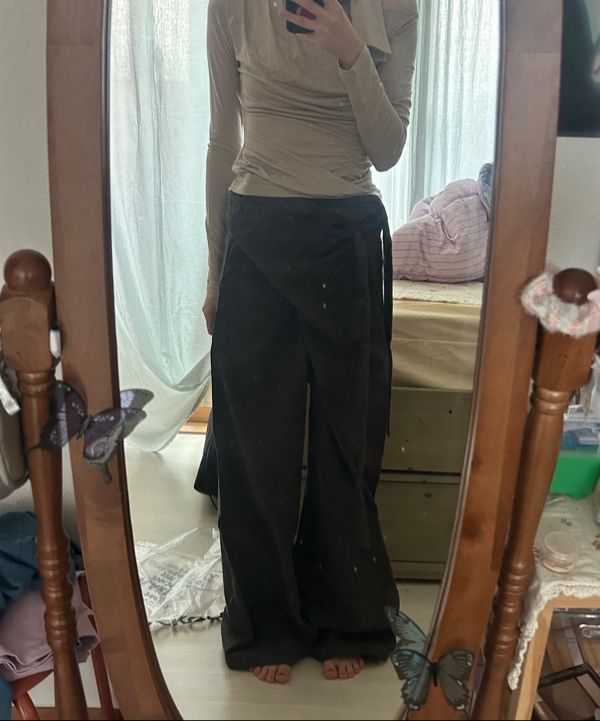 MUSINSA | FLAREUP Layered Wrap Trousers (FL-255_Charcoal)