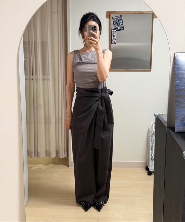 MUSINSA公式 | FLAREUP Layered Wrap Trousers (FL-255_Charcoal)