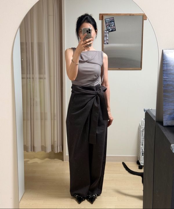 MUSINSA | FLAREUP Layered Wrap Trousers (FL-255_Charcoal)