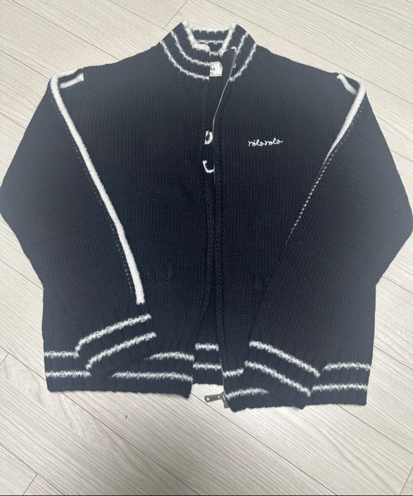 MUSINSA | ROLAROLA MAISON DE ROLA EMBROIDERY WOOL BLENDED KNIT ZIP