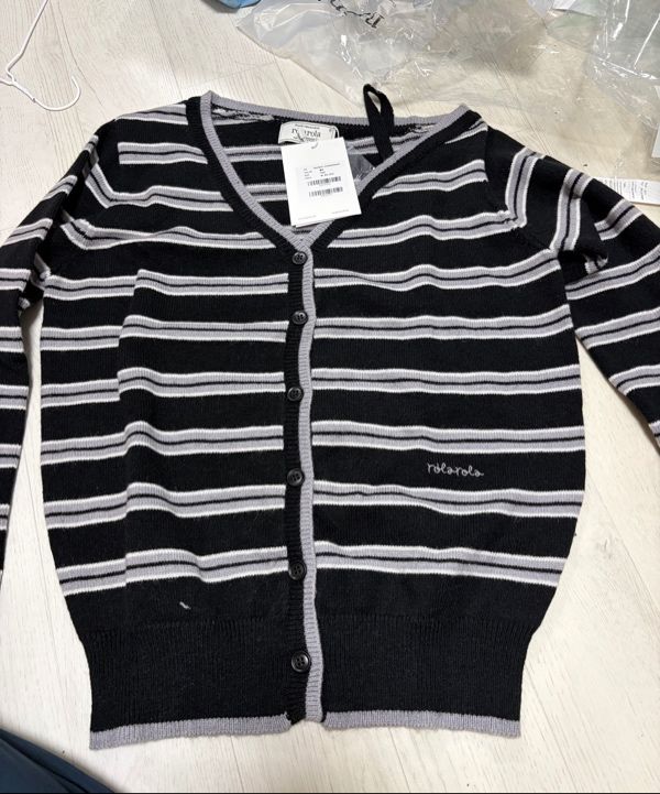 MUSINSA | ROLAROLA ONE OFF SHOULDER STRIPE WOOL BLENDED CARDIGAN BLACK