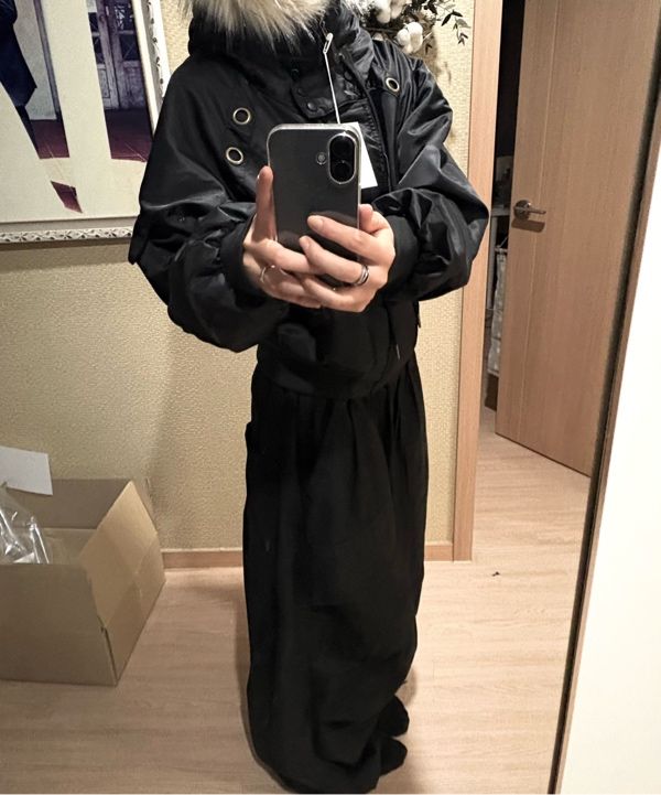 MUSINSA公式 | FANCY CLUB アイレットファーMA-1 (ブラック) F25ZA003