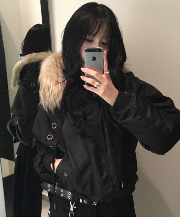 MUSINSA公式 | FANCY CLUB アイレットファーMA-1 (ブラック) F25ZA003