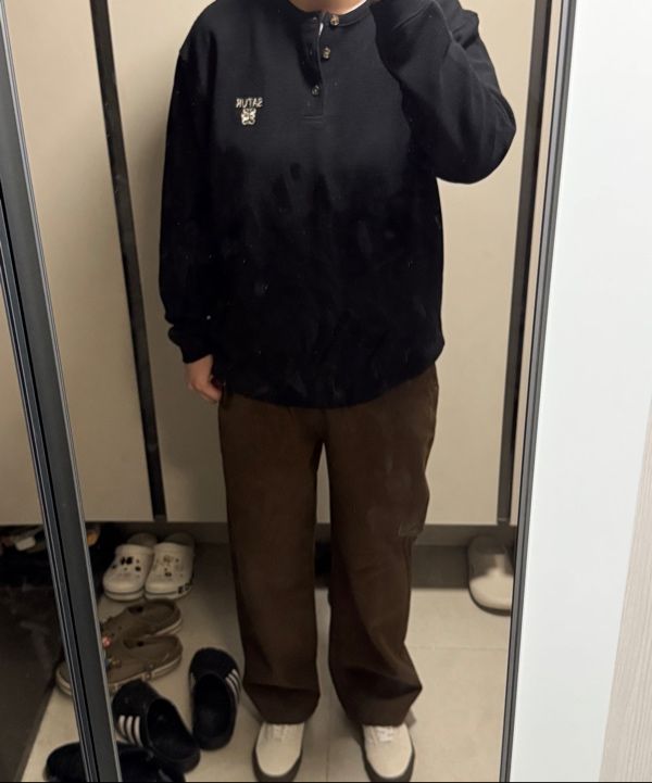 MUSINSA公式 | SATUR ワッフルヘンリーネックTシャツブラック