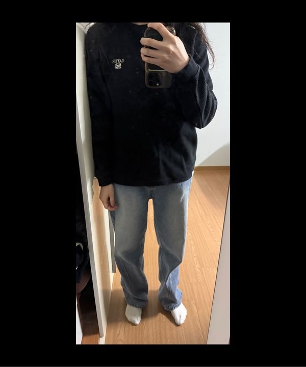 MUSINSA公式 | SATUR ワッフルヘンリーネックTシャツブラック