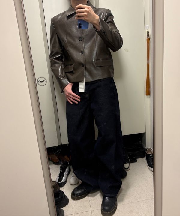 MUSINSA公式 | HYOJI 25 FW マッカラ クロップジャケット_レザー