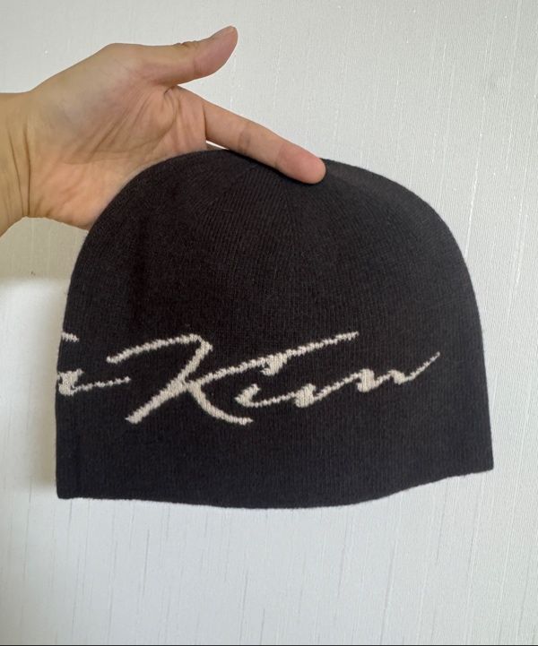 MUSINSA | MATIN KIM MATIN LOGO SCRIPT BEANIE IN BROWN