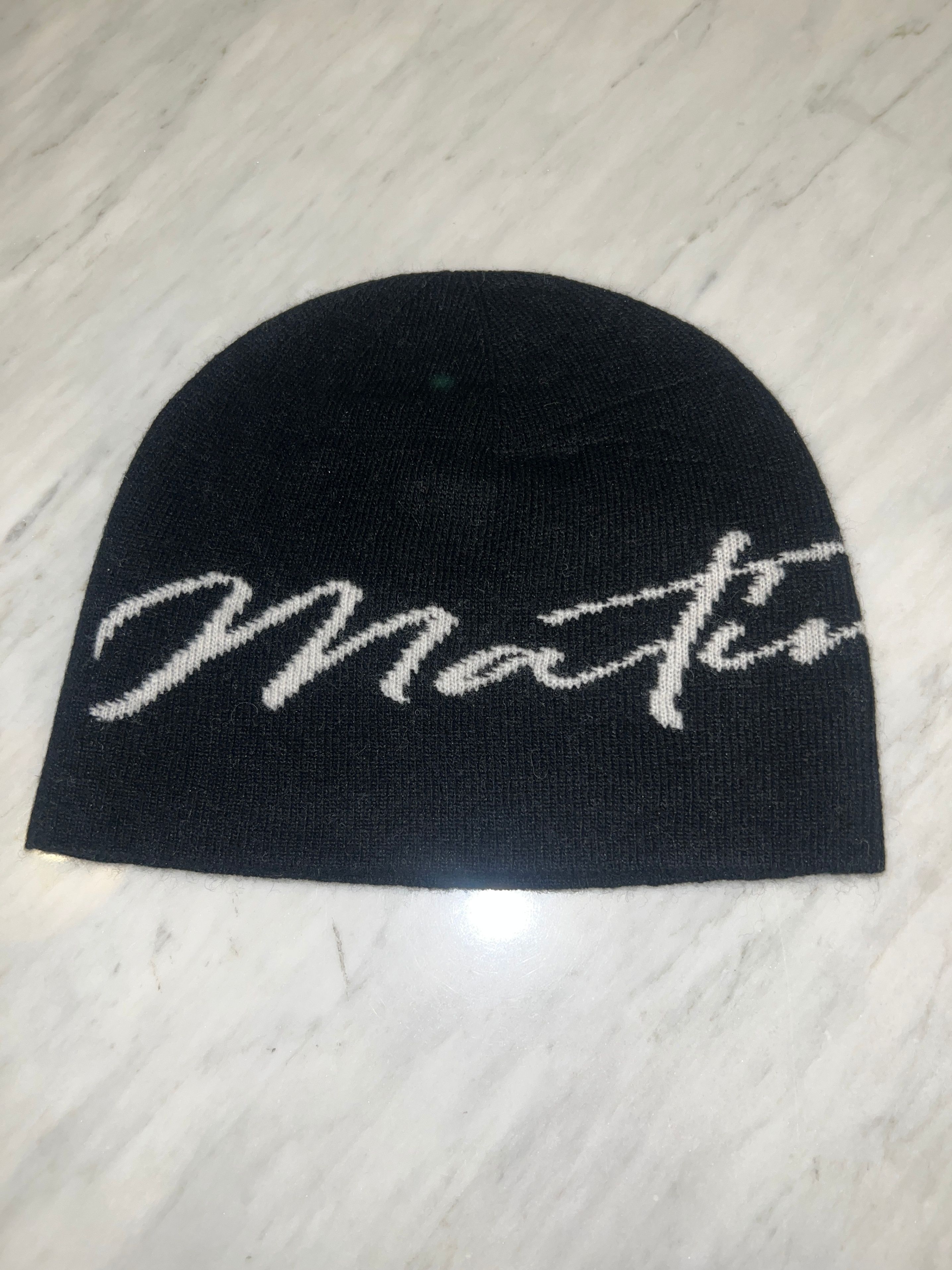 MUSINSA | MATIN KIM MATIN LOGO SCRIPT BEANIE IN BLACK